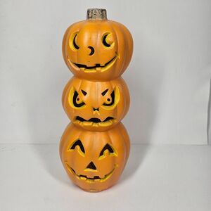 3 Stacked Foam Pumpkins Halloween Jack O Lanterns 1998 Vintage NON WORKING
